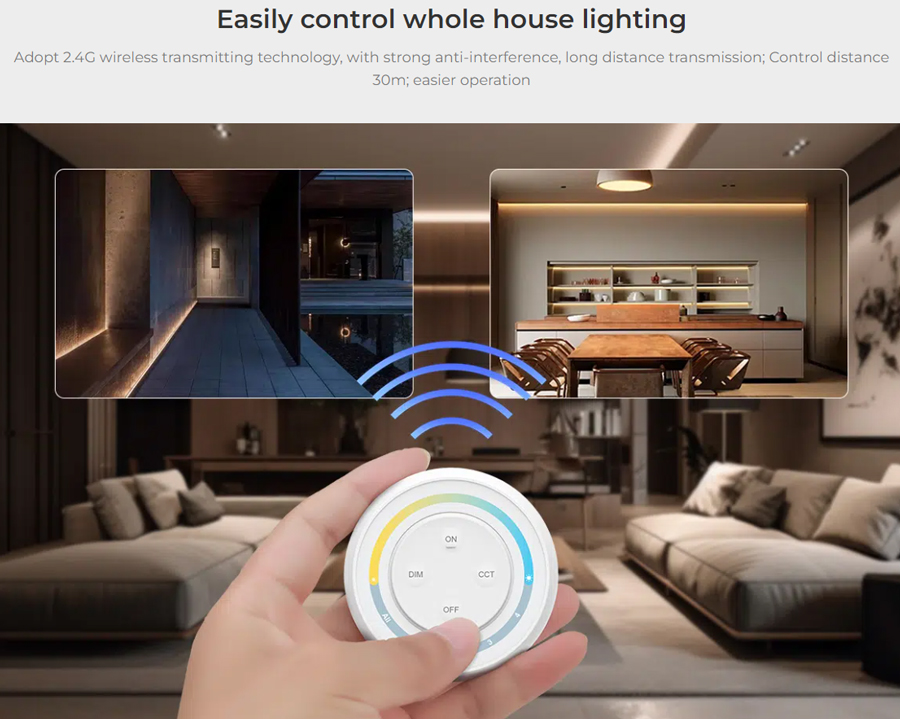 S1W+ 4-Zone Round CCT RF Wireless Remote LED Controller